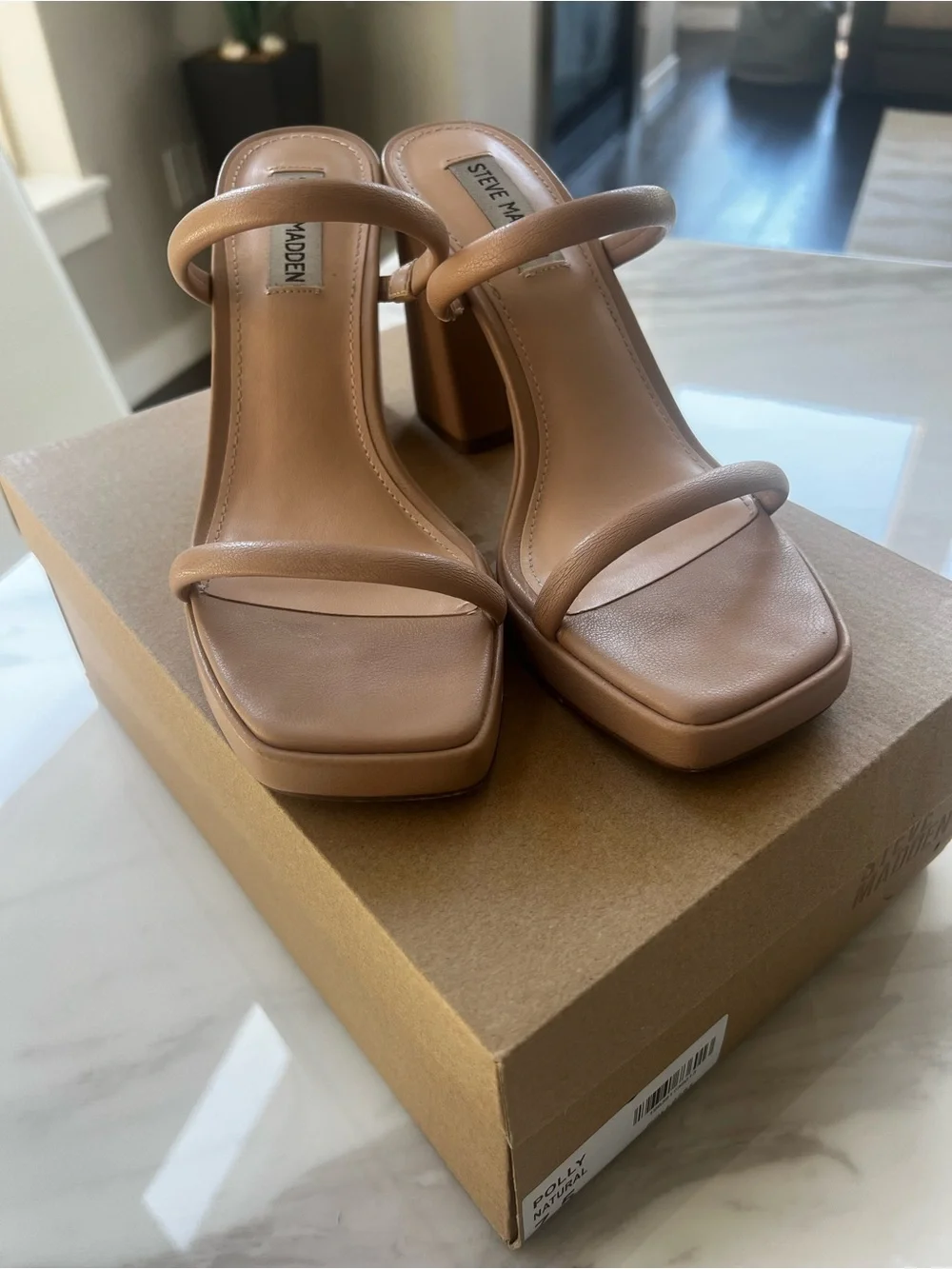 Steve Madden Cognac Double-Strap Block Heel Sandals